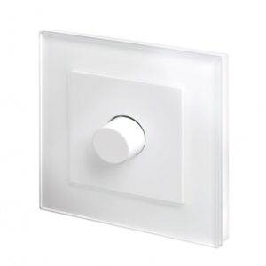 White Plain Glass - Retrotouch Crystal PG Rotary Intelligent LED Dimmer Switch 1G/2Way White (02042-SM)