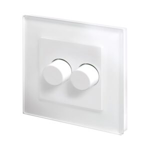 White Plain Glass - Retrotouch Crystal PG Rotary Intelligent LED Dimmer Switch 2G/2Way White (02062-SM)