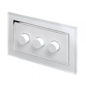 Retrotouch Crystal CT Rotary Intelligent LED Dimmer Switch 3G/2Way White