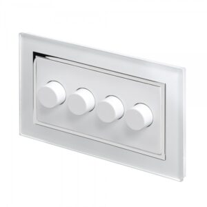 White Chrome Trim - Retrotouch Crystal CT Rotary Intelligent LED Dimmer Switch 4G/2Way White (02100-SM)