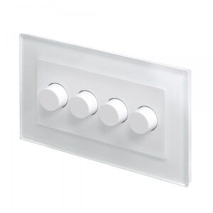 White Plain Glass - Retrotouch Crystal PG Rotary Intelligent LED Dimmer Switch 4G/2Way White (02102-SM)