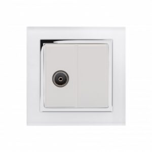 White Chrome Trim - Retrotouch Crystal CT TV Socket White (04351)