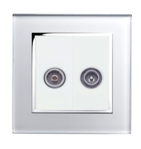 White Chrome Trim - Retrotouch Crystal CT TV - FM Socket White (04106)