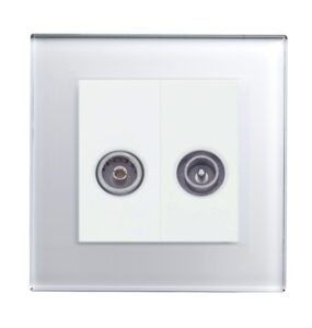 White Plain Glass - Retrotouch Crystal PG TV - FM Socket White (04107)