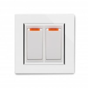 White Chrome Trim - Retrotouch Crystal 20A Dual Switch With Neon (White CT) (04201)