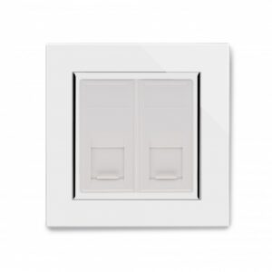 White Chrome Trim - Retrotouch Crystal CT Dual CAT5e Socket White (00325)