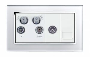 White Chrome Trim - Retrotouch Crystal CT TV - Radio - Twin Sat / TV / BT Master Socket White (04310)