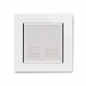 White Chrome Trim - Retrotouch Crystal CT CAT5e / BT Master Tel Socket White (04061)