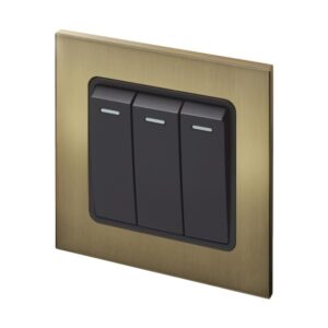 Retrotouch Aura Rocker Triple Retractive?Switch - Brushed Brass