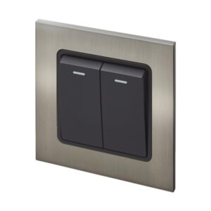 Retrotouch Aura Double Light Switch - Brushed Nickel