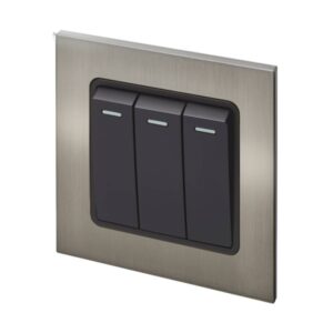 Retrotouch Aura Rocker Triple Retractive?Switch - Brushed Nickel