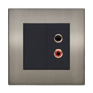 Retrotouch Aura Twin Phono RCA Socket - Brushed Nickel