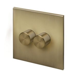 Retrotouch Aura Double Dimmer Switch - Brushed Brass