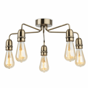 Firstlight Leon 5 Light Flush Ceiling Fitting Antique Brass