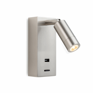 Wall Lighting - Firstlight Clifton LED Wall Light with USB Port Brushed Steel (2896BS)