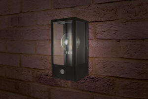 Wall Lighting - Integral Outdoor Decorative Wall Light Contemporary Lantern Sensor IP44 1X E27 Black (Bulb Not Included) (ILDEA037)