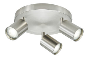 Integral Siena Indoor Ceiling Light 3 Way Round Gu10 Spotlight IP20 Satin Nickel