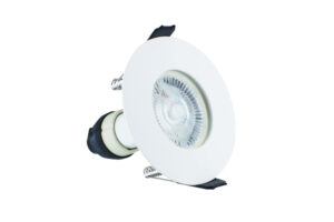 Integral Evofire Fire Rated Downlight 70mm Cutout IP65 White Round +Gu10 Holder Single/4 Pack - Single