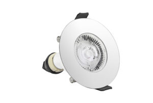 Integral Evofire Fire Rated Downlight 70Mm Cutout IP65 Polished Chrome Round +Gu10 Holder