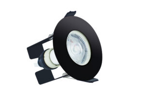 Integral Evofire Fire Rated Downlight 70Mm Cutout IP65 Black Round +Gu10 Holder & Insulation Guard