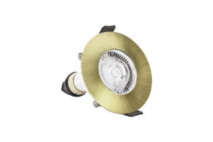 Integral Evofire Fire Rated Downlight 70Mm Cutout IP65 Antique Brass Round +Gu10 Holder