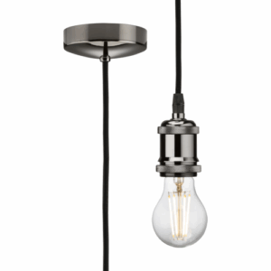Knightsbridge 1.8m E27 Vintage Pendant Set - Black Nickel