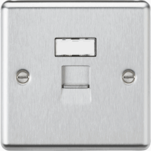ML Accessories - Knightsbridge Brushed Chrome UTP CAT6a RJ45 Network Outlet (CLC6BC)