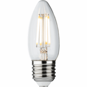 E27 Bulbs - Knightsbridge 230V 4W LED ES Clear Candle Filament Lamp 2700K Dimmable (CLD4AESC)