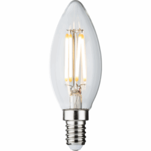 E14 Bulbs - Knightsbridge 230V 4W LED SES Clear Candle Filament Lamp 2700K Dimmable (CLD4ASESC)