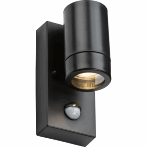 ML Accessories - Knightsbridge EAMON 230V IP44 GU10 Polycarbonate Single wall light with PIR Black (EAPIR1BK)