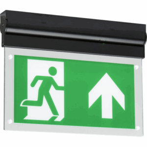 Exit Signs - Knightsbridge 230V IP20 Wall or Ceiling Mounted LED Emergency Exit Sign Black (EMEXITLBK)