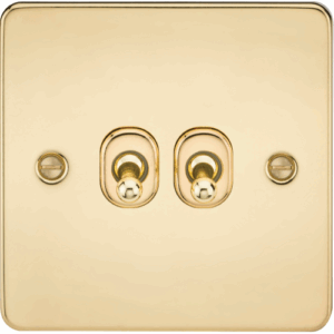 Knightsbridge Polished Brass 10AX 2G 2-way Toggle Switch