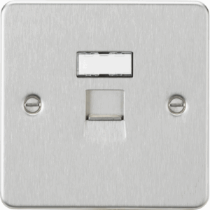 Knightsbridge Flat Plate Brushed Chrome UTP CAT6a RJ45 Network Outlet