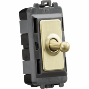 Grid Wiring Accessories - Knightsbridge Brushed Brass 20AX 1G 2-way SP Grid Toggle Switch (GDM01TOGBB)