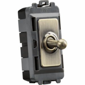 Grid Wiring Accessories - Knightsbridge Antique Brass 20AX Intermediate Grid Toggle Switch (GDM05TOGAB)