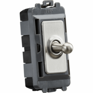 Grid Wiring Accessories - Knightsbridge Brushed Chrome 20AX Intermediate Grid Toggle Switch (GDM05TOGBC)