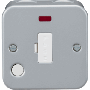 Metal Clad Range - Knightsbridge Silver/Grey 13A Unswitched Fused Spur with Neon and Flex Outlet (M6000NF)