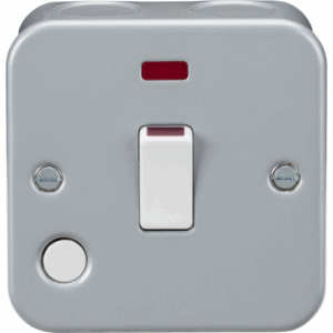 Metal Clad Range - Knightsbridge Silver/Grey 20A 1G DP Switch with Neon and Flex Outlet (M8341NF)