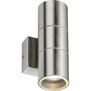 ML Accessories - Knightsbridge 230V IP54 GU10 Up and Down Wall Light - Brushed Chrome (OWALL02BC)