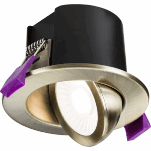 Integrated Downlights - Knightsbridge SpektroLED Evo Tilt Fire Rated IP65 Downlight with 2 x Wattage and 4 x CCT Antique Brass (SPKEVTAB)