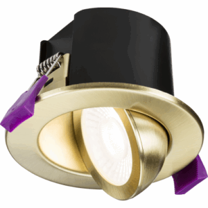 Integrated Downlights - Knightsbridge SpektroLED Evo Tilt Fire Rated IP65 Downlight with 2 x Wattage and 4 x CCT Brushed Brass (SPKEVTB)