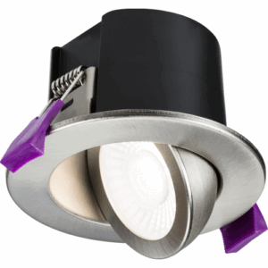 Integrated Downlights - Knightsbridge SpektroLED Evo Tilt Fire Rated IP65 Downlight with 2 x Wattage and 4 x CCT Brushed Chrome (SPKEVTBC)