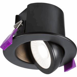 Integrated Downlights - Knightsbridge SpektroLED Evo Tilt Fire Rated IP65 Downlight with 2 x Wattage and 4 x CCT Matt Black (SPKEVTMB)
