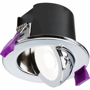Integrated Downlights - Knightsbridge SpektroLED Evo Tilt Fire Rated IP65 Downlight with 2 x Wattage and 4 x CCT Polished Chrome (SPKEVTPC)
