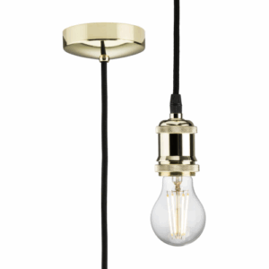 Knightsbridge 1.8m E27 Vintage Pendant Set - Polished Brass