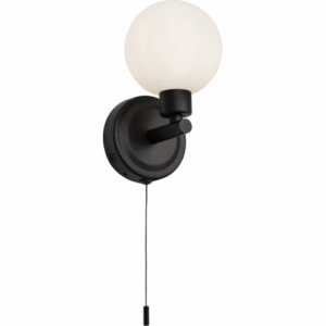 Knightsbridge IP44 G9 Single Wall light with Round Frosted Glass Matt Black