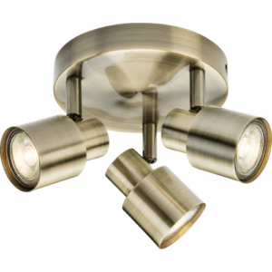 Knightsbridge 230V GU10 Triple Spotlight - Antique Brass