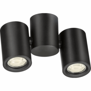 Knightsbridge Dee Twin Surface Adjustable Round Spotlight Black