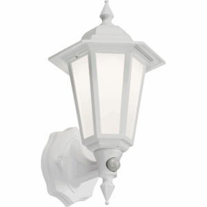 Lanterns - Knightsbridge 230V IP54 8W LED Wall Lantern with Photocell Sensor - White (LANT1WP)