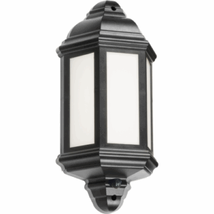 Lanterns - Knightsbridge 230V IP54 LED Half Wall Lantern with Photocell Sensor - Black (LANT3BKP)
